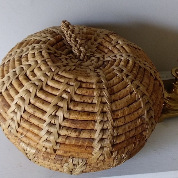 Woven basket with lid fruit boho farmhouse‎ style - Picture 11 of 11